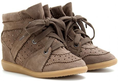 Isabel Marant Bobby Wedge Suede Sneakers in Brown (taupe) - Lyst