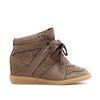 Isabel Marant Bobby Wedge Suede Sneakers in Brown (taupe) - Lyst