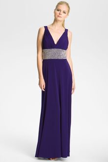 Js Boutique Beaded Waist Jersey Gown - Lyst