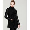 Mackage Boa Drapey Leather Sleeve Coat in Black - Lyst