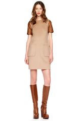 Michael Kors Leathersleeve Felt Dress