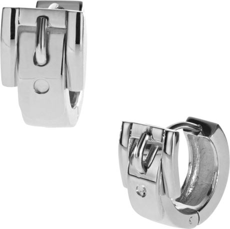 Michael Kors Buckle Huggie Earrings Silver Color in Silver (one size) - Lyst