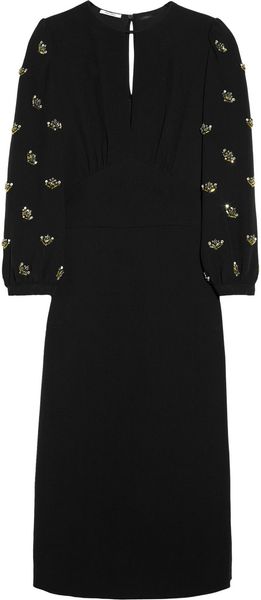 Miu Miu Embellished Crepe Dress - Lyst