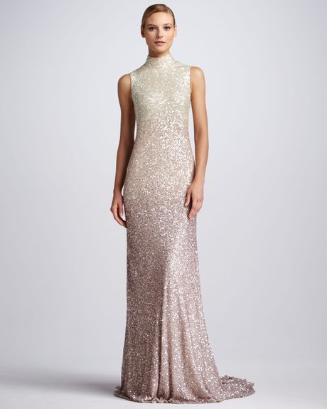 pamella roland ombre sequin gown