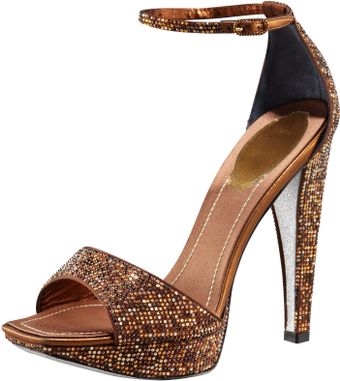 Rene Caovilla Crystallized Platform Ankle Wrap Sandal - Lyst