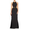 Stella Mccartney Crepe and Velvet Trimmed Gown with Belt in Black - Lyst