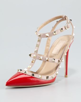 Valentino Rockstud Patent Sandal - Lyst