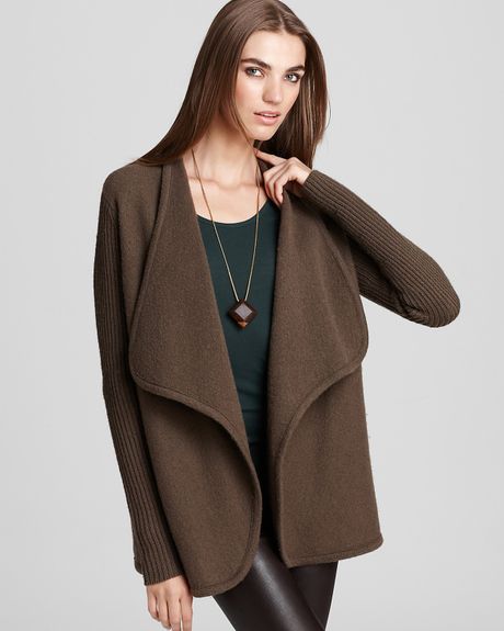 Vince Jacket Boiled Wool Sweater in Brown (brown sugar) - Lyst