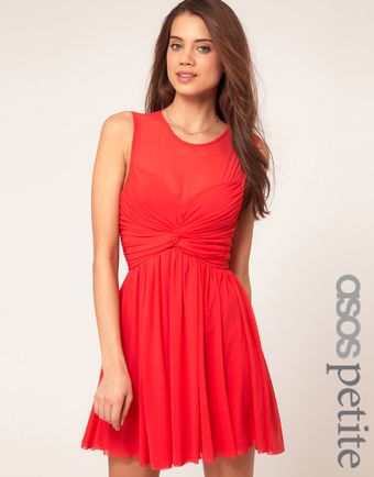 Asos Skater Dress with Twist and Mesh - Lyst