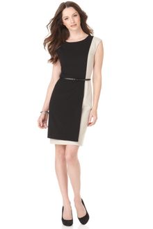 Calvin Klein Sleeveless Belted Colorblocked Sheath - Lyst