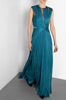 Catherine Deane Blue Mercury Long Pleated Tulle and Lace Gown - Lyst
