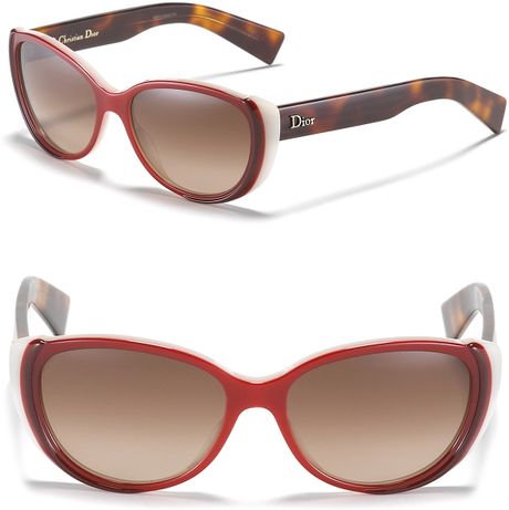 Dior Small Round Cat Eye Sunglasses in Red (red milk) - Lyst