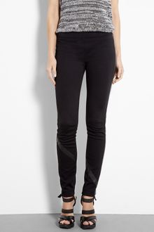 DKNY Black Pull On Legging with Leather Trim - Lyst