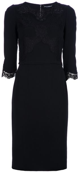 Dolce & Gabbana Lace Detail Pencil Dress - Lyst