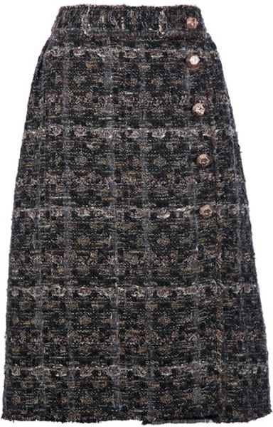 Dolce & Gabbana Tweed Skirt in Brown - Lyst