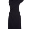 Helmut Lang Draped Suede Back Wool Dress in Black - Lyst