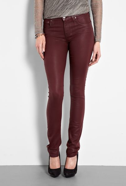 Helmut Lang Gloss Wash 5 Pocket Skinny Jeans in Red - Lyst