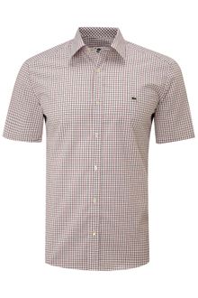 Lacoste Short Sleeved Slim Fitted Tattersal Shirt - Lyst
