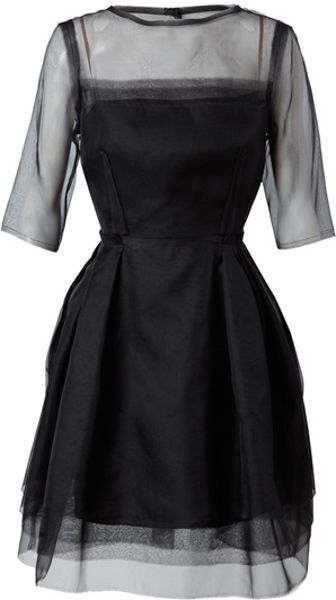 Lanvin Layered Silk Organdy Dress in Black - Lyst