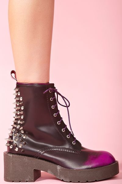 Nasty Gal 8th Street Spike Boot Purple Fade in Purple - Lyst