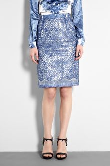 Preen Eva Lace Overlay Metallic Pencil Skirt - Lyst