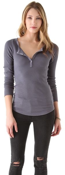 Splendid Long Sleeve Henley - Lyst