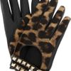Valentino Rockstud Leather and Calf Hair Gloves in Black - Lyst