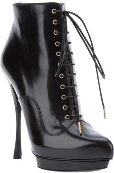Alexander Mcqueen Laceup Platform Boot in Black - Lyst