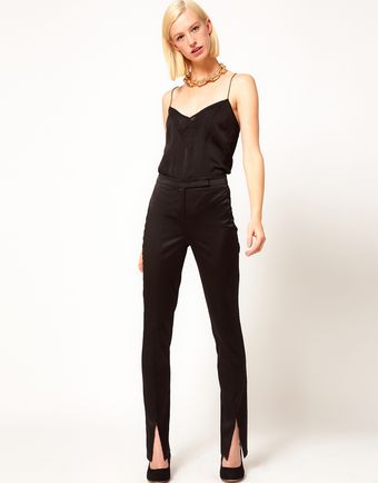 ASOS Collection Asos Satin Trousers with Vent Front - Lyst