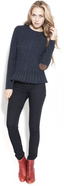 Autumn Cashmere Cable Button Back Sweater in Blue - Lyst