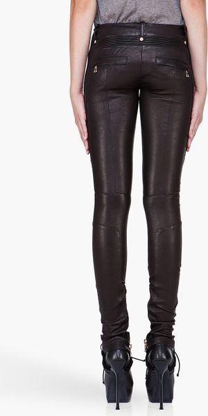 balmain leather leggings