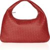 Bottega Veneta Large Veneta Intrecciato Leather Shoulder Bag in Red - Lyst