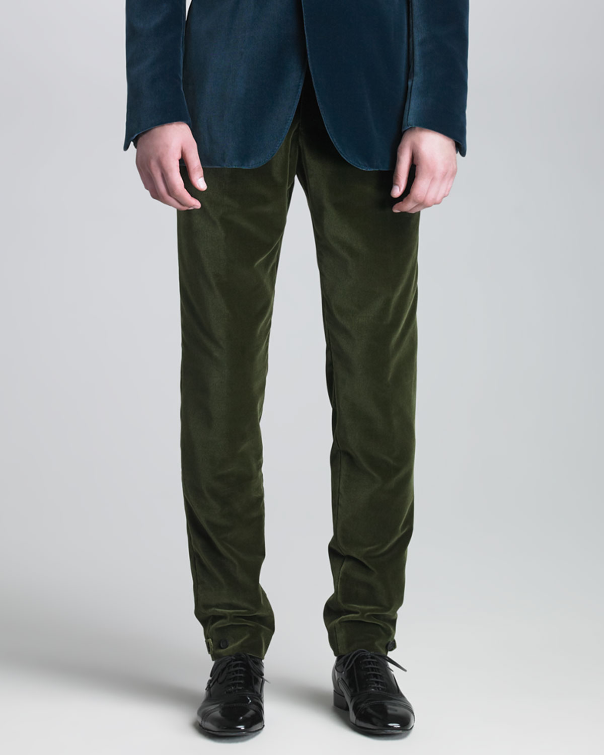 velvet green trousers