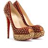 Christian Louboutin Lady Peek Spikes 150 Peeptoe Platform Pumps in Red (tan) - Lyst