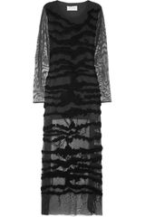 Maison Martin Margiela Embroidered Stretch-mesh Maxi Dress