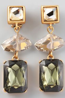 Oscar de la Renta Geometric Crystal Clip Earrings  - Lyst
