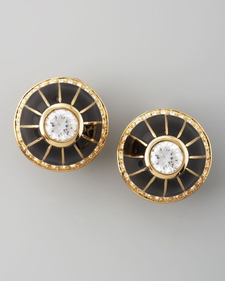 Rachel Zoe Pave Clip Earrings  in Black - Lyst
