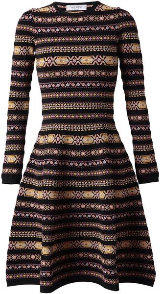 Valentino Abstract Argyle Knitted Dress - Lyst