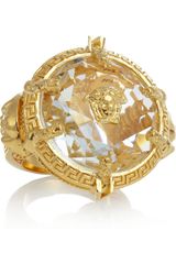 Versace Oversized Gold-Plated Crystal Ring
