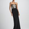 Badgley Mischka Sequined Jersey Gown in Black (black gold) - Lyst