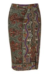 Etro Orient Redpigeon Paisley Print Skirt