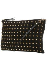 Topshop Gold Stud Suede Clutch