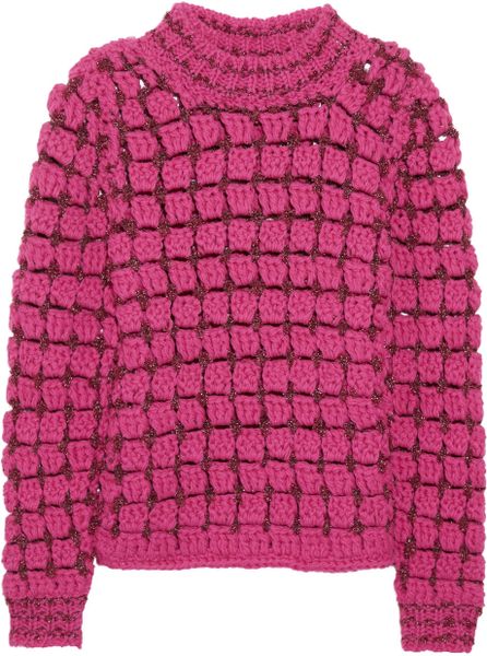 Marc Jacobs Hand Crocheted Wool Blend Sweater in Pink - Lyst