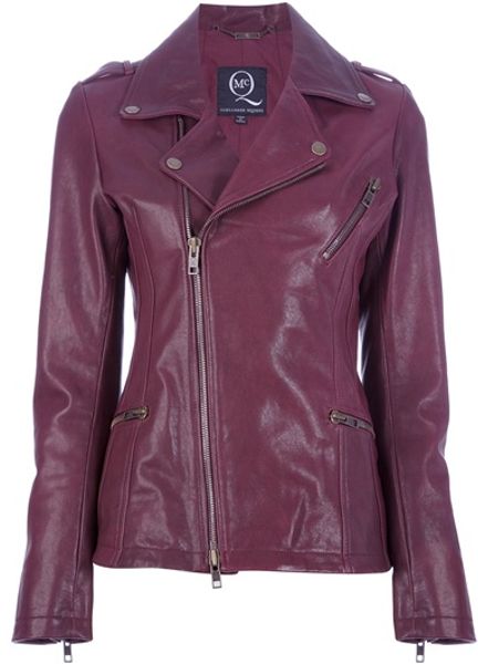 Mcq By Alexander Mcqueen Biker Jacket in Purple (oxblood) - Lyst