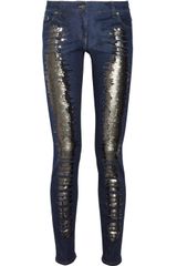Roberto Cavalli Sequined Lowrise Skinny Jeans