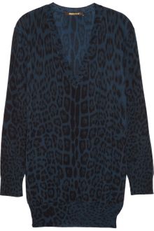 Roberto Cavalli Leopardprint Wool Jersey Sweater - Lyst