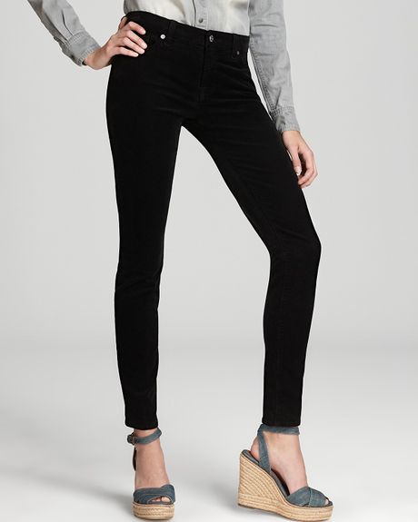7 For All Mankind Pants The Skinny Luxe Pfd Corduroy in Black in Black - Lyst