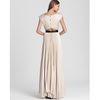 Alice + Olivia Maxi Dress Triss Pleated with Leather Belt in Beige (nude) - Lyst