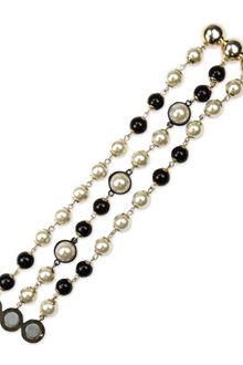 Anne Klein Gold Tone Jet Glass Pearl Beaded 3row Flex Bracelet - Lyst