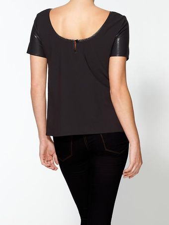 Aryn K. Vegan Leather Trim Top - Lyst